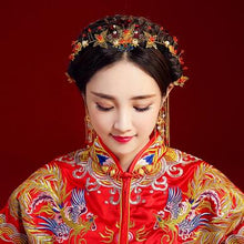 Load image into Gallery viewer, Chinese Bride headwear Phoenix crown wedding dress hairs wear accessories ancient costume Han accessories For Asian