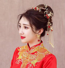 Load image into Gallery viewer, Chinese Bride headwear Phoenix crown wedding dress hairs wear accessories ancient costume Han accessories For Asian