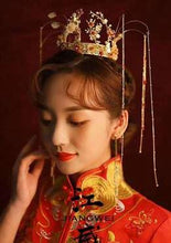 Load image into Gallery viewer, Chinese Bride headwear Phoenix crown wedding dress hairs wear accessories ancient costume Han accessories For Asian