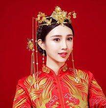 Load image into Gallery viewer, Chinese Bride headwear Phoenix crown wedding dress hairs wear accessories ancient costume Han accessories For Asian