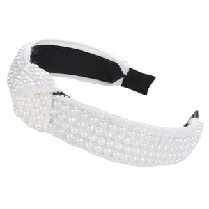 AWAYTR New Fashion Pearl Design Headband for Women Ladies White Hairband Girls Headwear Headdress Wedding Hair Accessories