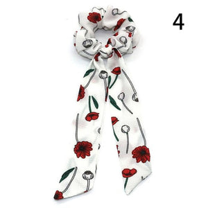 2020 Print Bow Streamers Hair Scrunchies Ribbon Hair Ties For Women Girls Hair Band Rope Ponytail Holder Hair Accessories