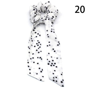 2020 Print Bow Streamers Hair Scrunchies Ribbon Hair Ties For Women Girls Hair Band Rope Ponytail Holder Hair Accessories