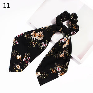 2020 Print Bow Streamers Hair Scrunchies Ribbon Hair Ties For Women Girls Hair Band Rope Ponytail Holder Hair Accessories