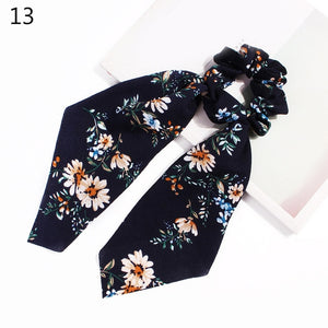 2020 Print Bow Streamers Hair Scrunchies Ribbon Hair Ties For Women Girls Hair Band Rope Ponytail Holder Hair Accessories