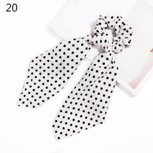 2020 Print Bow Streamers Hair Scrunchies Ribbon Hair Ties For Women Girls Hair Band Rope Ponytail Holder Hair Accessories