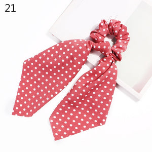 2020 Print Bow Streamers Hair Scrunchies Ribbon Hair Ties For Women Girls Hair Band Rope Ponytail Holder Hair Accessories