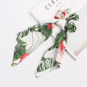 2020 Print Bow Streamers Hair Scrunchies Ribbon Hair Ties For Women Girls Hair Band Rope Ponytail Holder Hair Accessories