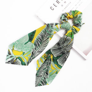 2020 Print Bow Streamers Hair Scrunchies Ribbon Hair Ties For Women Girls Hair Band Rope Ponytail Holder Hair Accessories