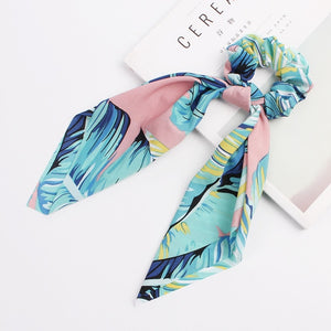 2020 Print Bow Streamers Hair Scrunchies Ribbon Hair Ties For Women Girls Hair Band Rope Ponytail Holder Hair Accessories