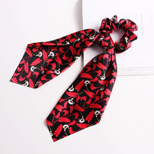 2020 Print Bow Streamers Hair Scrunchies Ribbon Hair Ties For Women Girls Hair Band Rope Ponytail Holder Hair Accessories