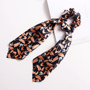 2020 Print Bow Streamers Hair Scrunchies Ribbon Hair Ties For Women Girls Hair Band Rope Ponytail Holder Hair Accessories