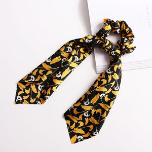 2020 Print Bow Streamers Hair Scrunchies Ribbon Hair Ties For Women Girls Hair Band Rope Ponytail Holder Hair Accessories