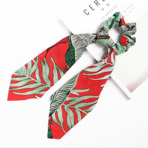 2020 Print Bow Streamers Hair Scrunchies Ribbon Hair Ties For Women Girls Hair Band Rope Ponytail Holder Hair Accessories