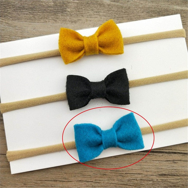 1PCS Fashion Kids Girls Bow Headbands Solid Hair Band Accessories Headwear Soft Elastic Nylon Hair Accessories