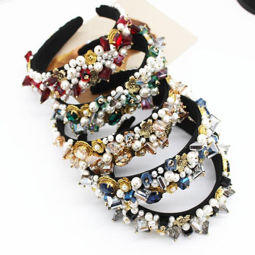 Party court geometric crystal full gem hair accessories bride headbands