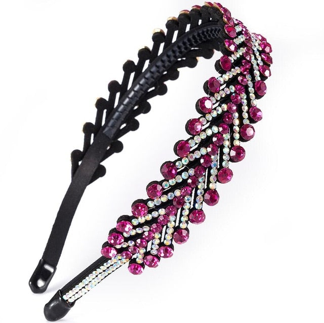 PJ.SDZM Fashion Women Girl Hair Accessories Broadside Slipproof Sparkling  Rhinestone Headband  korean crystal hairwear FG0015