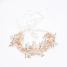 Load image into Gallery viewer, Fashion Ribbon Copper Wire Crystal Pearl Handmade Wedding Hair Accessory