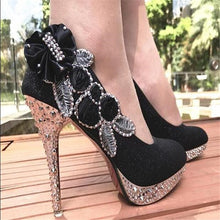 Load image into Gallery viewer, Wedding Shoes Glitter Gorgeous Bridal Evening Party Crystal High Heels Women Shoes Sexy Woman Pumps silver Bridal Shoes 34-41
