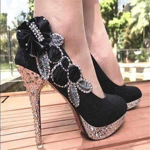 Wedding Shoes Glitter Gorgeous Bridal Evening Party Crystal High Heels Women Shoes Sexy Woman Pumps silver Bridal Shoes 34-41