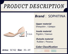 Load image into Gallery viewer, SOPHITINA Comfortable Square Heel Pumps High Quality Genuine Leather Slip-on Shoes Fashion Shallow Special Women&#39;s Pumps C162