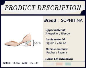 SOPHITINA Comfortable Square Heel Pumps High Quality Genuine Leather Slip-on Shoes Fashion Shallow Special Women's Pumps C162