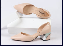 Load image into Gallery viewer, SOPHITINA Comfortable Square Heel Pumps High Quality Genuine Leather Slip-on Shoes Fashion Shallow Special Women&#39;s Pumps C162