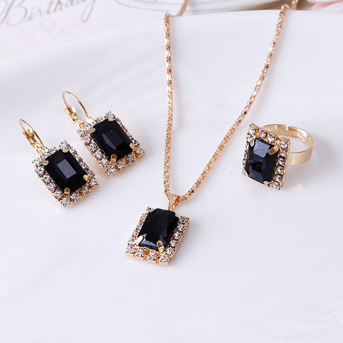 1Set Crystal Necklace Earrings Ring Set For Women Jewelry Sets Christmas Gifts