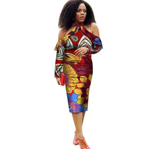 Vestidos African Women Dresses 2019 New Fashion Off the Shoulder African Clothing Dashiki Plus Size Sexy Party Dress WY2008