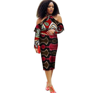 Vestidos African Women Dresses 2019 New Fashion Off the Shoulder African Clothing Dashiki Plus Size Sexy Party Dress WY2008