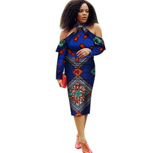 Load image into Gallery viewer, Vestidos African Women Dresses 2019 New Fashion Off the Shoulder African Clothing Dashiki Plus Size Sexy Party Dress WY2008