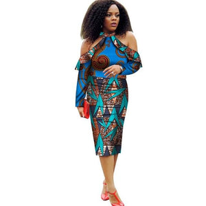 Vestidos African Women Dresses 2019 New Fashion Off the Shoulder African Clothing Dashiki Plus Size Sexy Party Dress WY2008