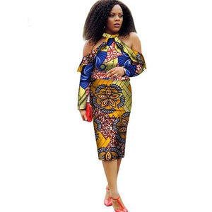 Vestidos African Women Dresses 2019 New Fashion Off the Shoulder African Clothing Dashiki Plus Size Sexy Party Dress WY2008