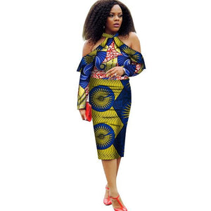 Vestidos African Women Dresses 2019 New Fashion Off the Shoulder African Clothing Dashiki Plus Size Sexy Party Dress WY2008