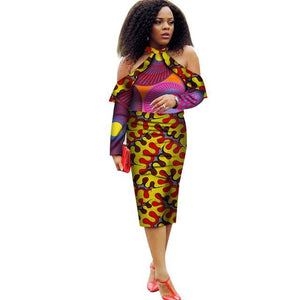 Vestidos African Women Dresses 2019 New Fashion Off the Shoulder African Clothing Dashiki Plus Size Sexy Party Dress WY2008