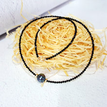 Load image into Gallery viewer, LiiJi Unique Choker Necklace Real Black Spinel Faceted Beads Tahitian Black Shell Pearl 925 Sterling Silver Gold Color Gift