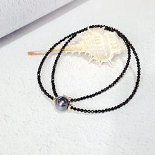 Load image into Gallery viewer, LiiJi Unique Choker Necklace Real Black Spinel Faceted Beads Tahitian Black Shell Pearl 925 Sterling Silver Gold Color Gift