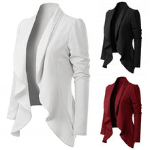 Load image into Gallery viewer, Office Lady Women Elegant Style Long Sleeve Turn Down Collar Ruffle Long Sleeve Brief Fit Blazer Coat Wholesale Free Ship Z4