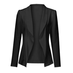 Office Lady Women Elegant Style Long Sleeve Turn Down Collar Ruffle Long Sleeve Brief Fit Blazer Coat Wholesale Free Ship Z4