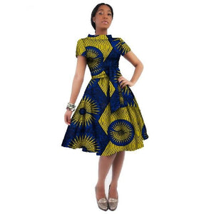 WholeSale Africa Dress For Women African Wax Print Dresses Dashiki Plus Size Africa Style Clothing for Women Office Dress WY082