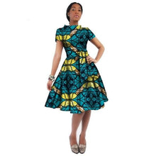 Load image into Gallery viewer, WholeSale Africa Dress For Women African Wax Print Dresses Dashiki Plus Size Africa Style Clothing for Women Office Dress WY082