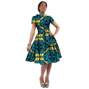 WholeSale Africa Dress For Women African Wax Print Dresses Dashiki Plus Size Africa Style Clothing for Women Office Dress WY082