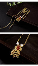 Load image into Gallery viewer, Uglyless Goldfish Necklaces Earrings for Women Luxury Gold Fishes Jewelry Sets Pendants + Chains 925 Silver Pearls Agate Bijoux