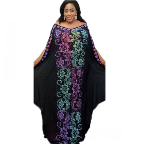 African Dresses for Women Dashiki Diamond African Clothes Bazin Broder Riche Sexy Slim  Robe Evening Long Dress