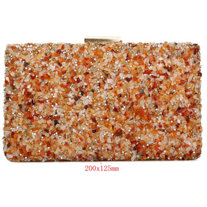 Orange Stone Women Evening Handbag Clutches Purse Lady Diamond Banquet Bag Elegant Female Wedding Party Day Clutch Bags 2019