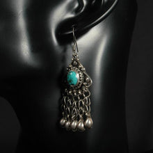 Load image into Gallery viewer, Old Handmade Nepalese 925 Silver Turquosie Necklace Earrings Vintage 925 Sterling Bohemia Women Jewelry Necklace Earrings Set