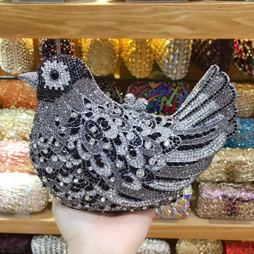 XIYUAN BRAND colorful bird shape Crystal Diamond Women Metal Clutches Evening Bag Wedding Party Prom Handbag Minaudiere Purse