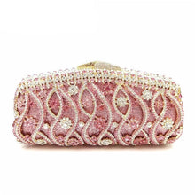 Load image into Gallery viewer, New Women&#39;s Pink Crystal Evening Bag Retro Beaded Clutch Bags Wedding Diamond Beaded Bag Rhinestone Small Shoulder Bags A134