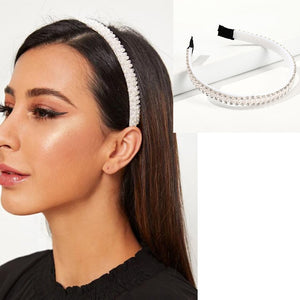 AWAYTR New Fashion Pearl Design Headband for Women Ladies White Hairband Girls Headwear Headdress Wedding Hair Accessories