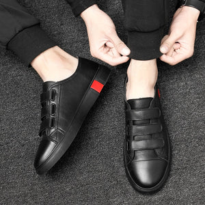 Leather Casual Shoes Men Classic Paste Lace Up Flats Male Black Comfortable Fashion Walking Sneakers Men Breathable Flats Shoes